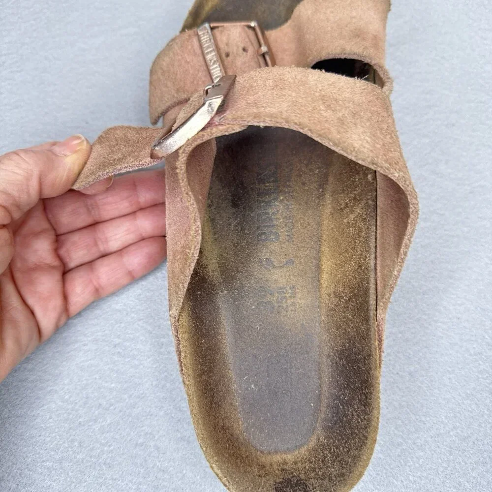 Birkenstock Arizona Suede Leather Pink Sandals EU 39 US 8 8.5 Women Rose Gold - Picture 6 of 15